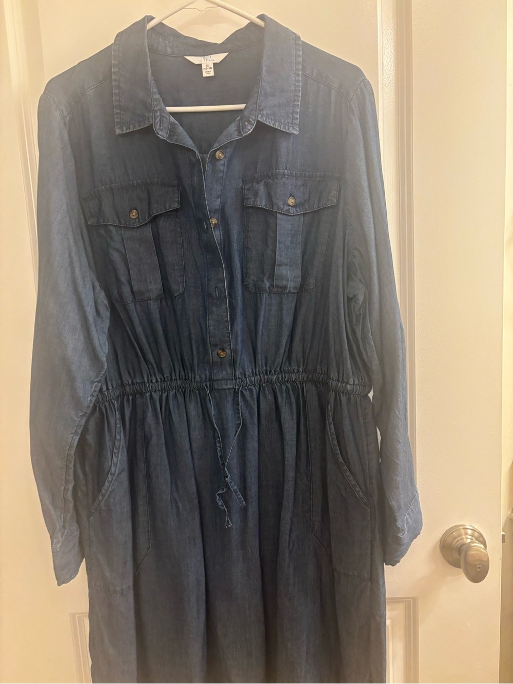 Time and Tru Indigo Denim Midi Shirt Dress